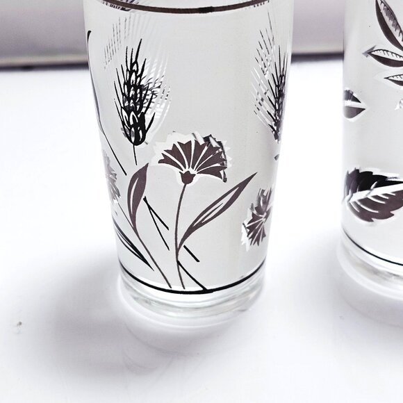 3 Frosted Wildflower Leaves Juice Glasses 4" midcentury botanical nature 6oz gla - Picture 5 of 9